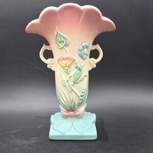 Hull Art Pottery Bow Knot Blue Flower Vase Vintage USA Ceramic